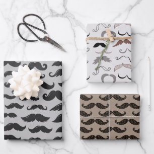 Feuille De Papier Cadeau Mustache Mania