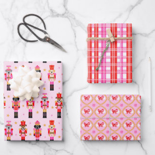 Feuille De Papier Cadeau Muttcracker Noël - Casse-noix Chien Rose