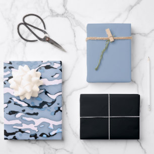 Feuille De Papier Cadeau MVB Cameo Design bleu clair