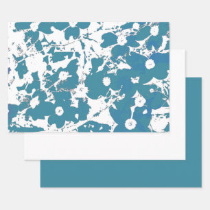 Feuille De Papier Cadeau MVB Fleur Bleue et Blanche