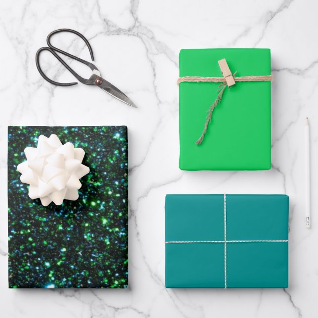 Feuille De Papier Cadeau MVB Sparkly Green Blue Design (Recto)