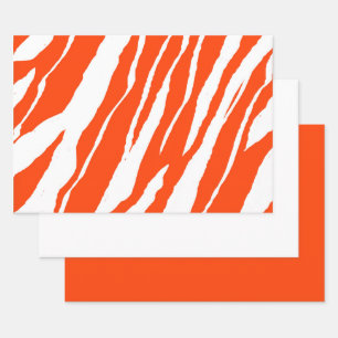 Feuille De Papier Cadeau MVB Tiger Stripes Design - Orange et blanc