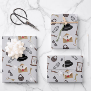 Feuille De Papier Cadeau Mystery Kids Secret Agent Spy Detective Thème