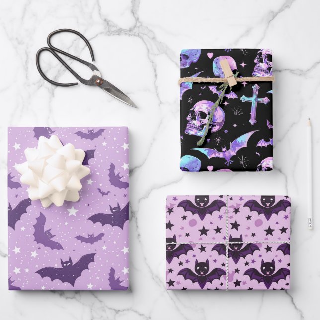 Feuille De Papier Cadeau Mystic Violet Gothique (Recto)