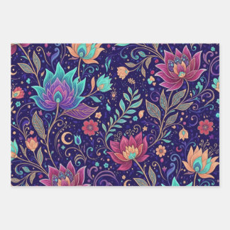 Feuille De Papier Cadeau Mystical Midnight Garden Lotus and Moon
