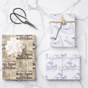 Feuille De Papier Cadeau Nantucket vintage, Martha's Vineyard
