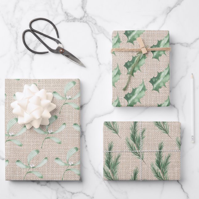 Feuille De Papier Cadeau Nature Elements Trio de vacances (Recto)