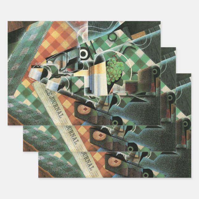 Feuille De Papier Cadeau Nature morte au napperon à carreaux de Juan Gris (Lot)