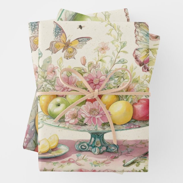 Feuille De Papier Cadeau Nature morte baroque (En situation)