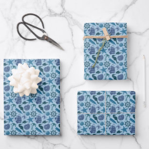 Feuille De Papier Cadeau Nautical Shades of Blue