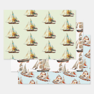 Feuille De Papier Cadeau Navires et bateaux