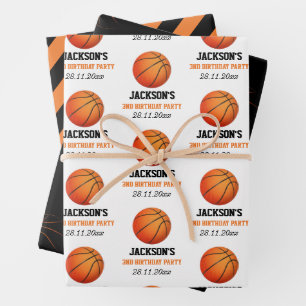 Feuille De Papier Cadeau Né À Ball Basketball Thème Anniversaire
