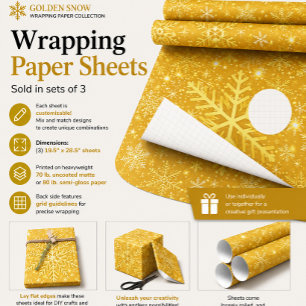 Feuille De Papier Cadeau Neige dorée