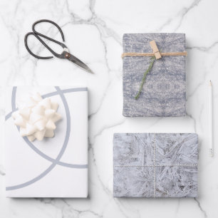 Feuille De Papier Cadeau Neige minimaliste blanc givre
