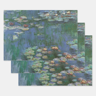 Feuille De Papier Cadeau Nénuphars de Claude Monet, Fleurs Vintages