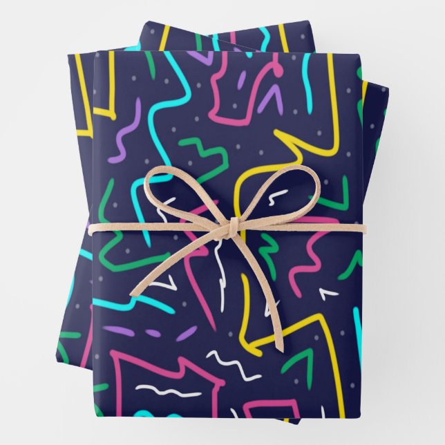 Feuille De Papier Cadeau Neon Contraste Space Art (En situation)