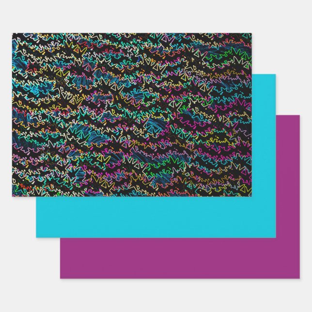 Feuille De Papier Cadeau Neon Shock  Design/ Ensemble 2 (Lot)