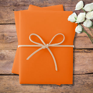 Feuille De Papier Cadeau Neon Sunset Orange Solid Color Classic   Élégant