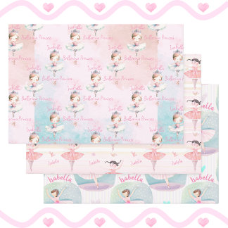 Feuille De Papier Cadeau N'Importe Quel Nom Joli Ballet Princesse Ballerina