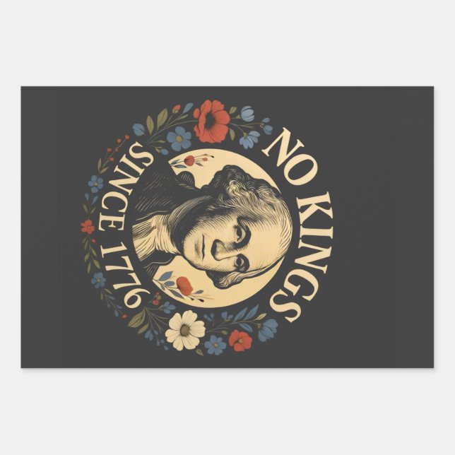 Feuille De Papier Cadeau No King Since 1776 American Democracy Protest  (Devant)