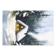 Noël aquarelle de cabane d'hiver vintage