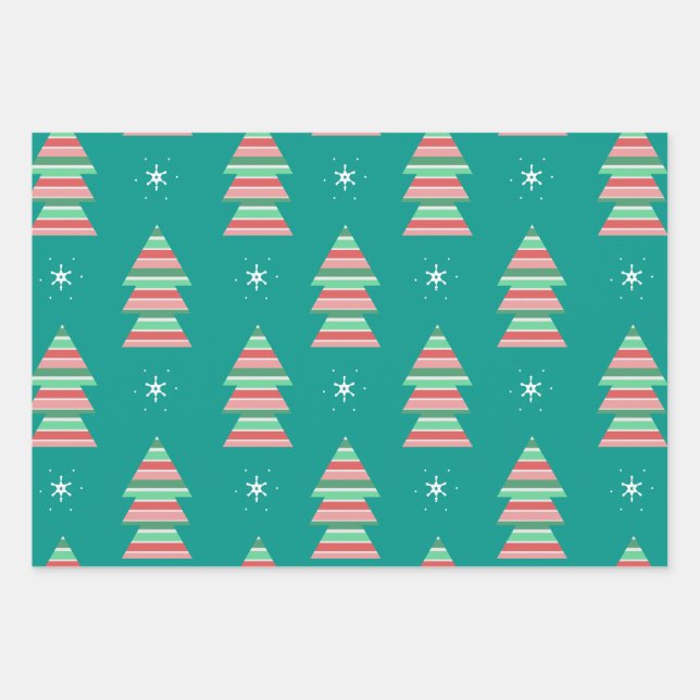 Feuille De Papier Cadeau Noël Arbre Motif Festive Fête (Devant)