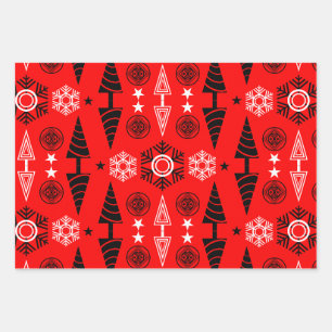 Feuille De Papier Cadeau Noël Art Nouveau Rouge Et Noir