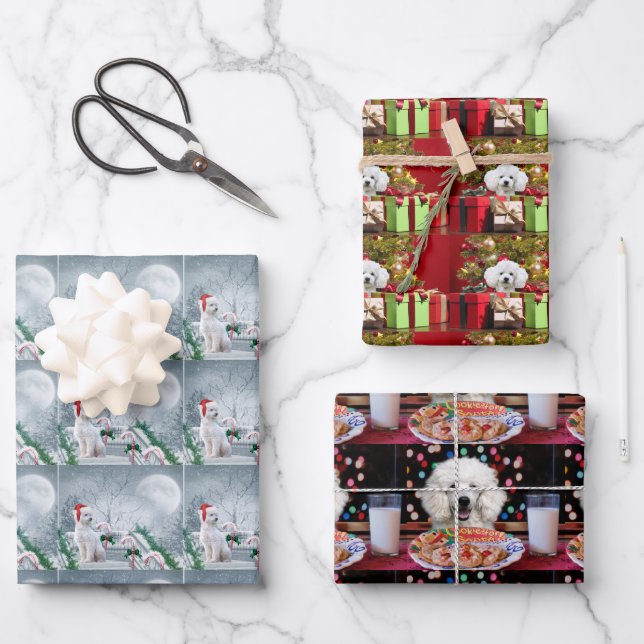 Feuille De Papier Cadeau Noël aux canicules blanches (Recto)