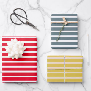 Feuille De Papier Cadeau Noël aux rayures colorées modernes