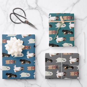 Feuille De Papier Cadeau Noël Bernese Leonberger St Bernard Pyrénées 