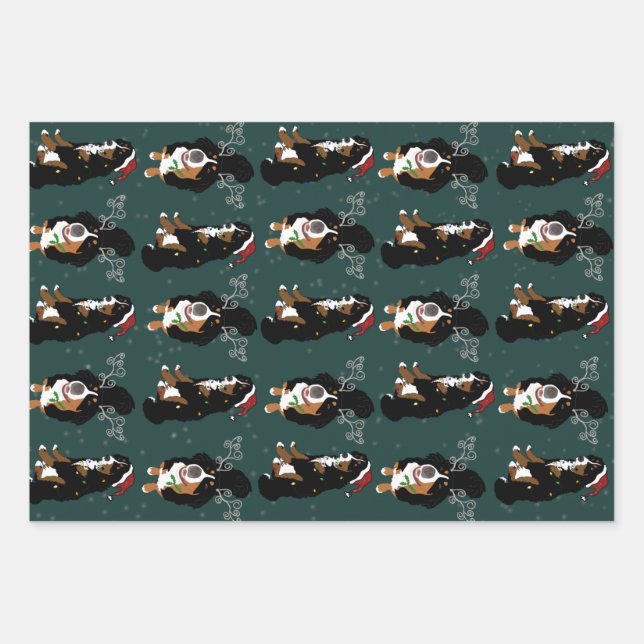 Feuille De Papier Cadeau Noël Bernese Mountain Dog  (Devant)