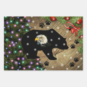 Feuille De Papier Cadeau Noël Black Bear Bald Eagle Spirit