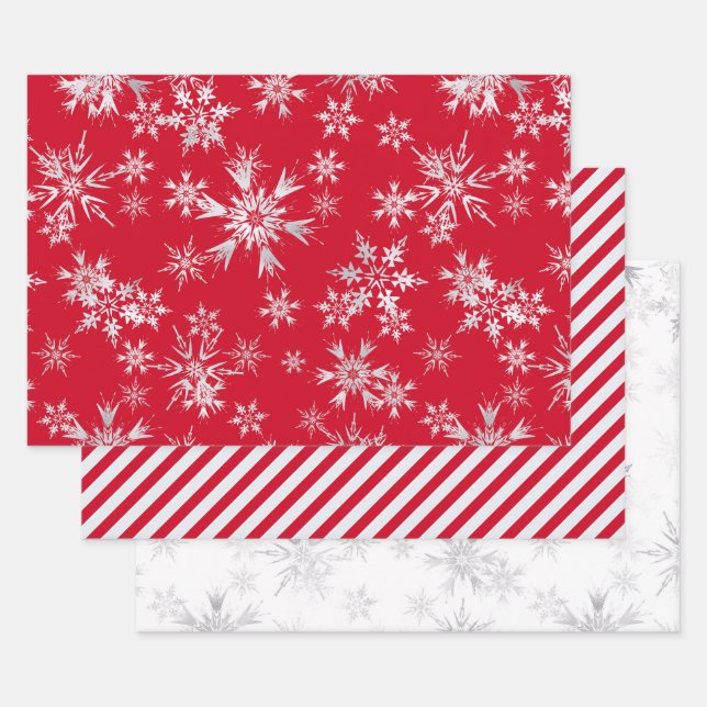 Feuille De Papier Cadeau Noël blanc et rouge (Lot)