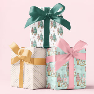 Feuille De Papier Cadeau Noël Blue Nutcracker Parties scintillant Motifs fe