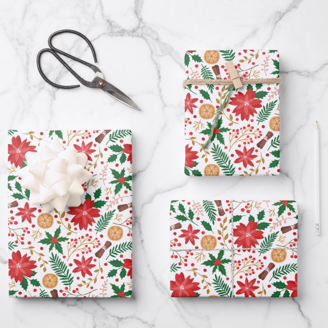 Feuille De Papier Cadeau Noël botanique  (Recto)