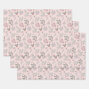 Feuille De Papier Cadeau Noël botanique avec le Motif Mistletoe