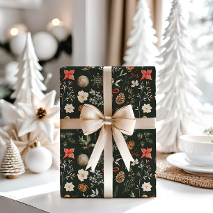 Feuille De Papier Cadeau Noël botanique d'hiver