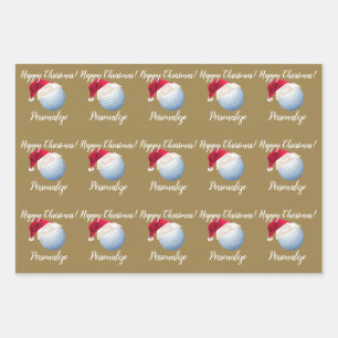 Feuille De Papier Cadeau Noël Boule de golf personnalisées Sports Père Noël