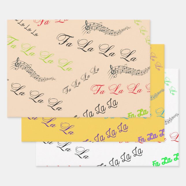 Feuille De Papier Cadeau Noël Carol thème-Fa, la, la, (Lot)