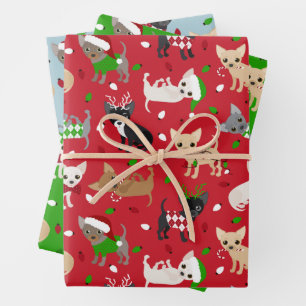 Feuille De Papier Cadeau Noël Chihuahua Tous les manteaux