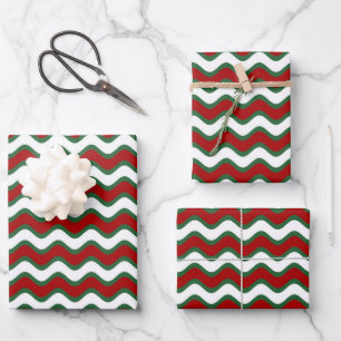 Feuille De Papier Cadeau Noël classique Red Green Stripes