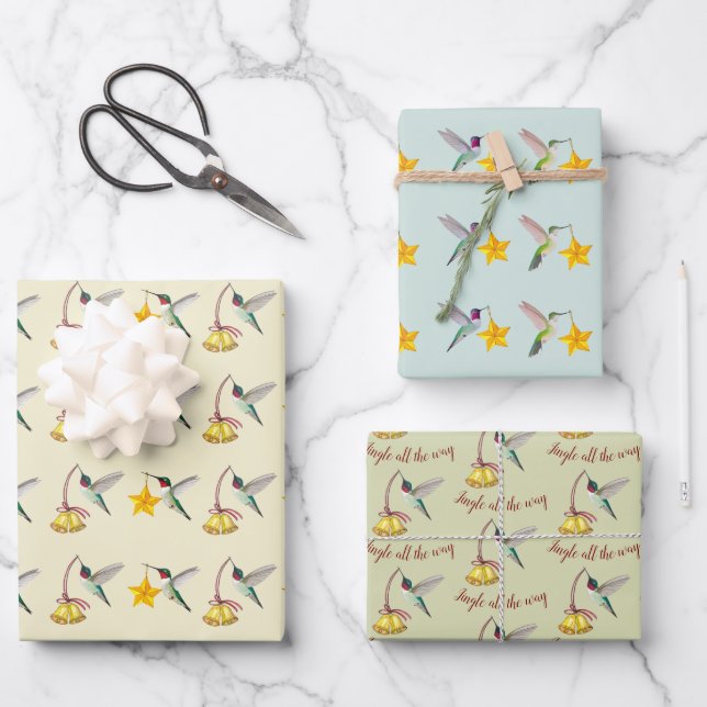 Feuille De Papier Cadeau Noël colibri (Recto)