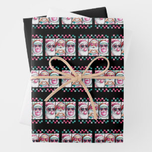 Feuille De Papier Cadeau Noël Coquette Nœud de Papa Noël Rétro Prépa Noël