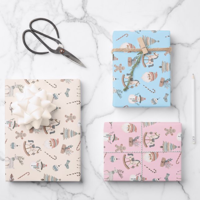Feuille De Papier Cadeau Noël Cozy Boho (Recto)