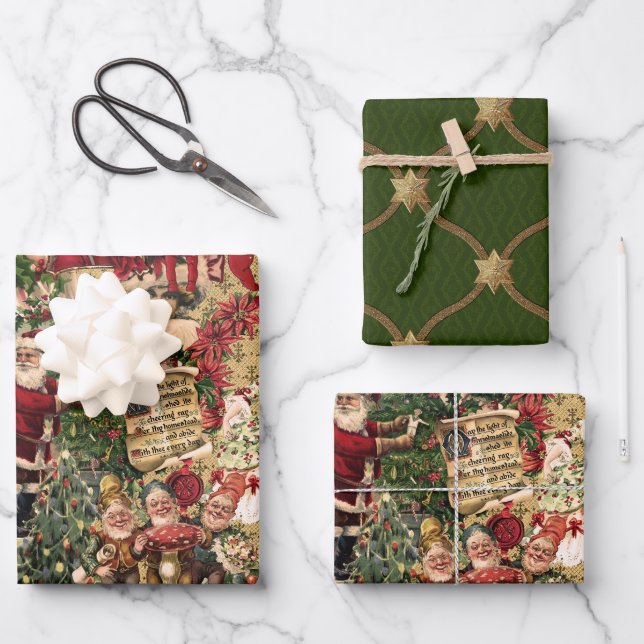 Feuille De Papier Cadeau Noël cramoisi victorien (Recto)