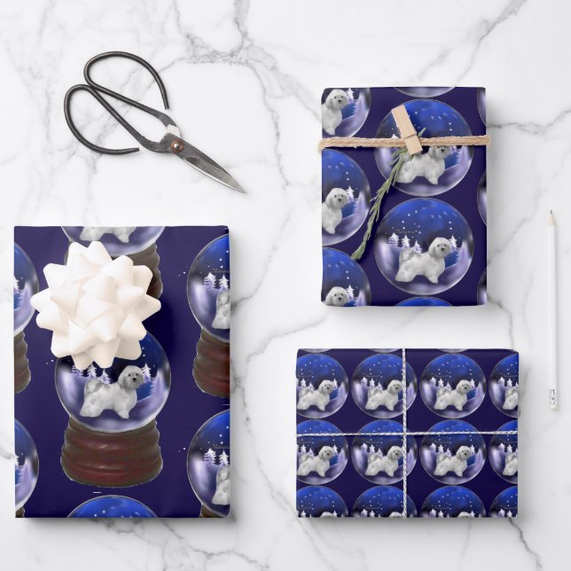 Feuille De Papier Cadeau Noël de chien Havanais (Recto)