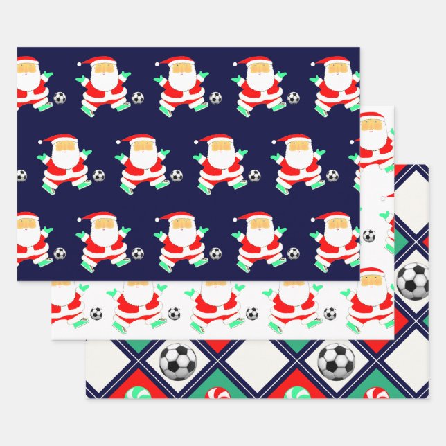 Feuille De Papier Cadeau Noël de football (Lot)