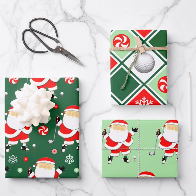 Feuille De Papier Cadeau Noël de golf unique Holiday (Recto)
