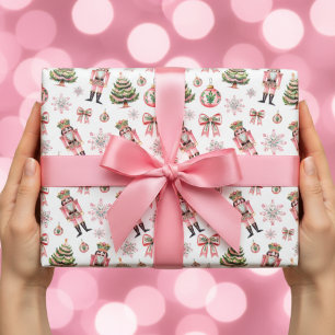 Feuille De Papier Cadeau Noël de Noisette rose Aquarelle
