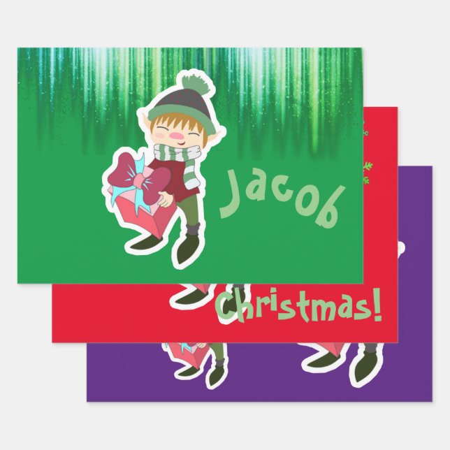 Feuille De Papier Cadeau Noël des elfes personnalisés (Lot)